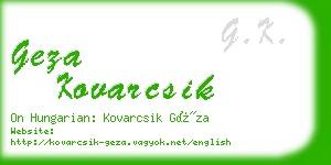 geza kovarcsik business card